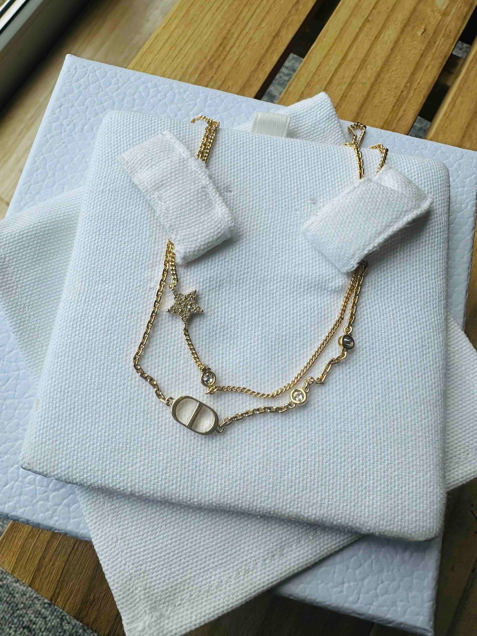 CHRISTIAN DIOR Petit CD Double Necklace Gold-Finish Metal(Gold)