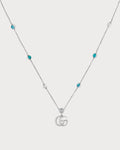 GUCCI Double G Mother of Pearl Necklace Silver Green(Vert)