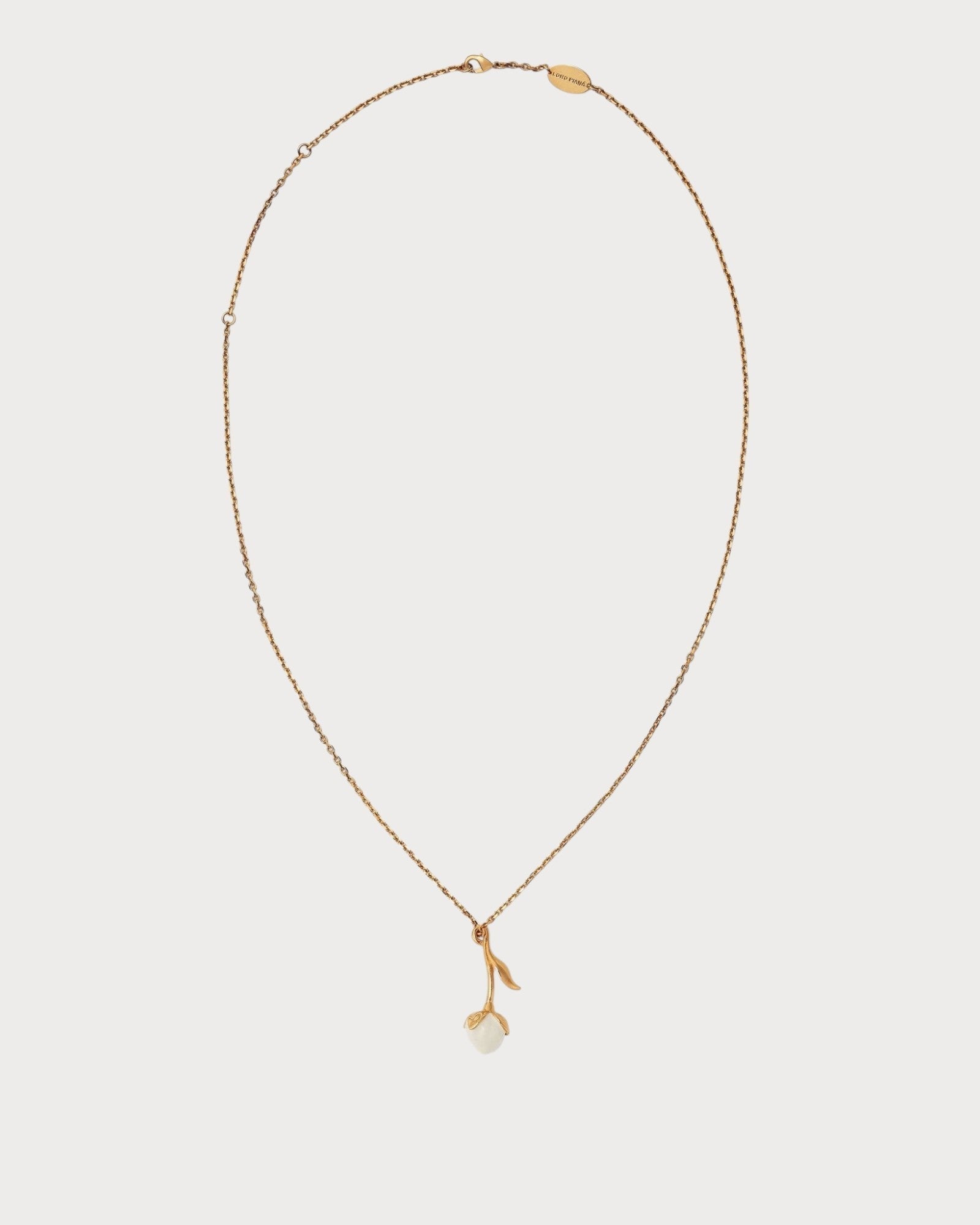 LORO PIANA Linen Flower Bud Necklace(Gold/White)