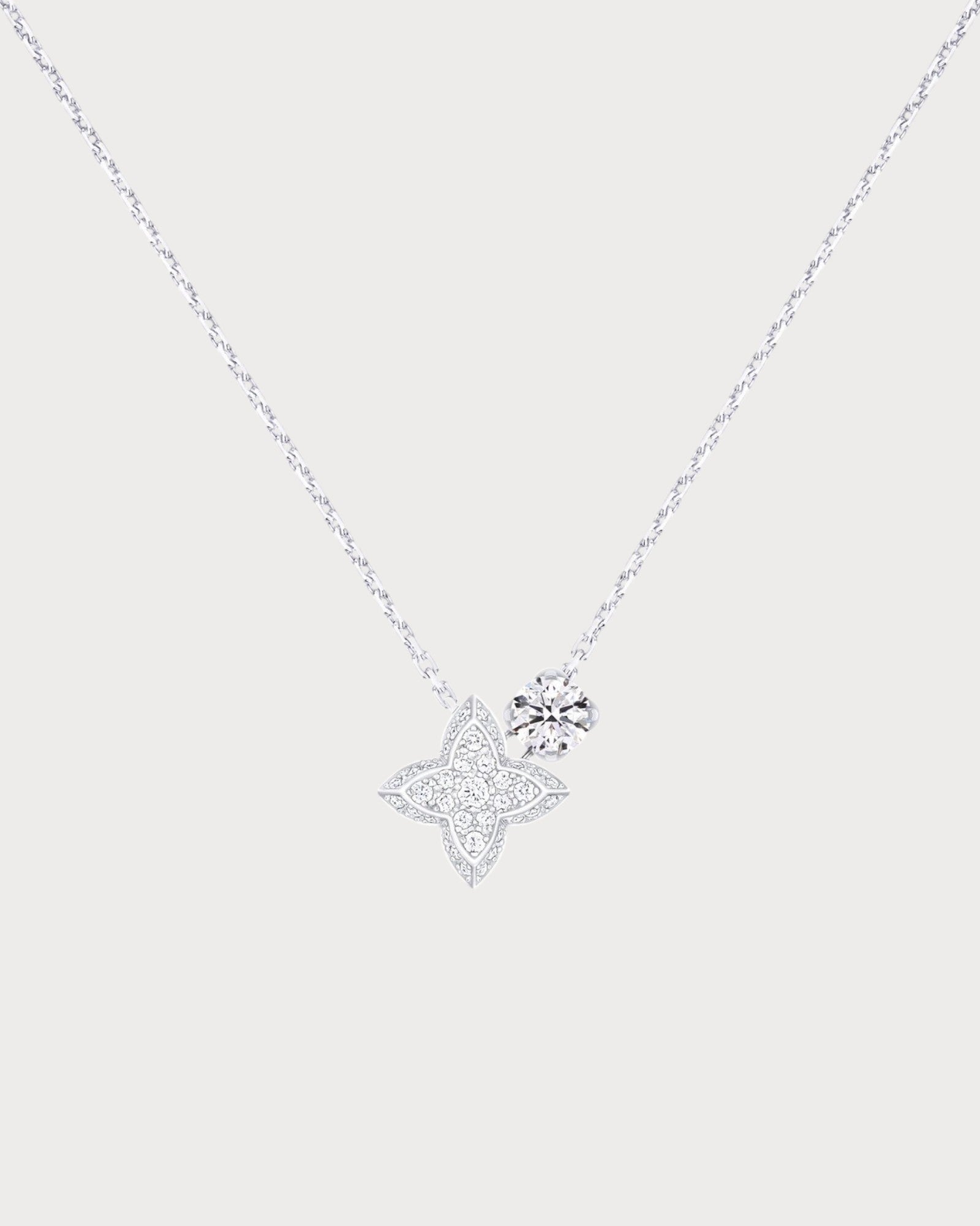 LOUIS VUITTON Q03000 LV Diamonds Double Pendant, Round Brilliant Cut(Silver)