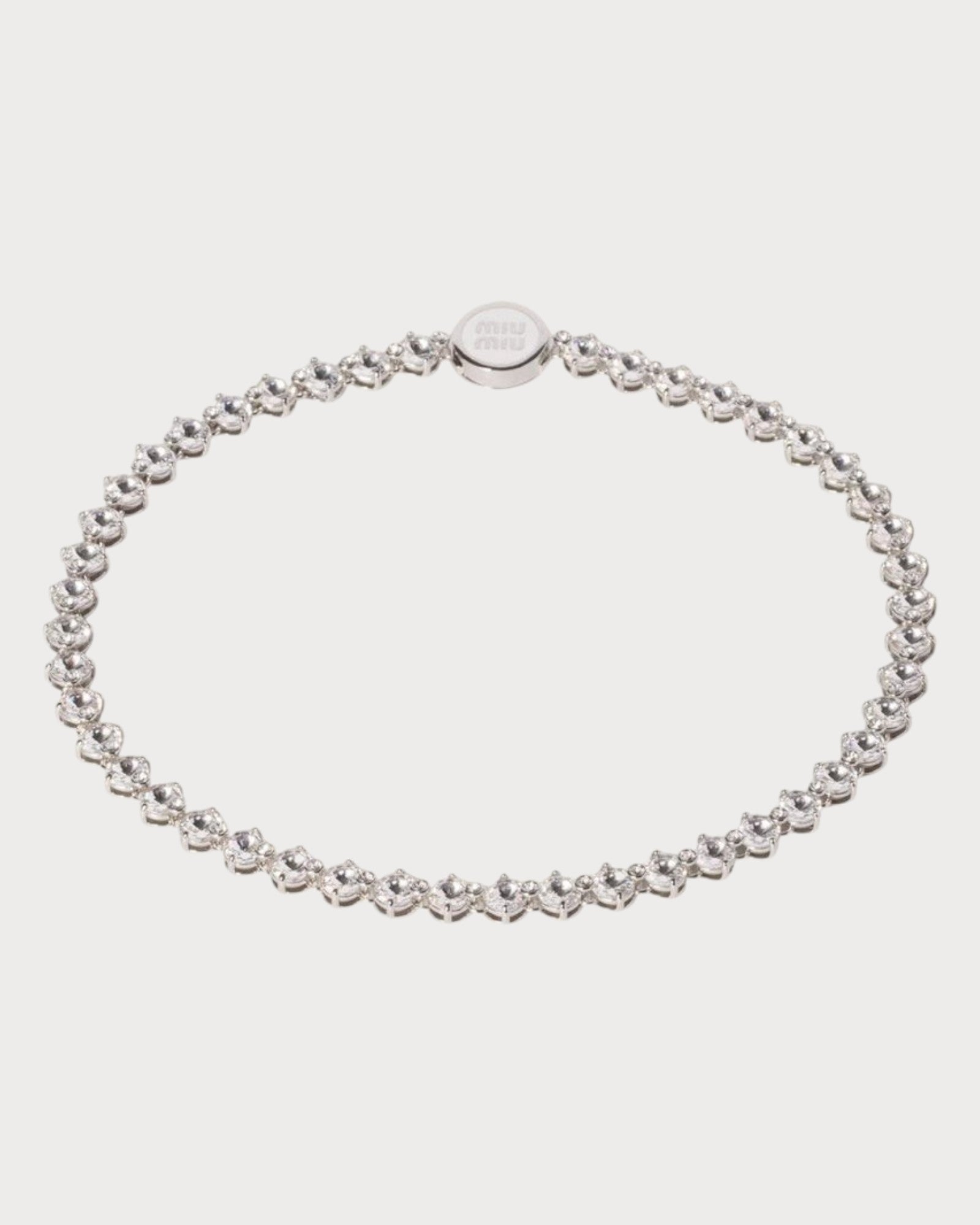 MIU MIU Metal Necklace with Crystals(Silver)