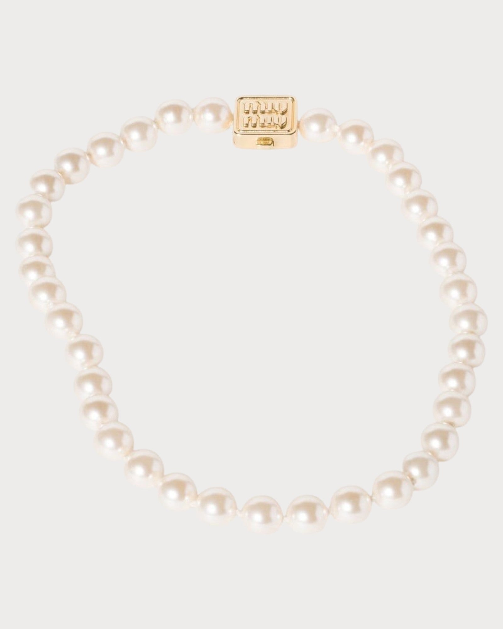 MIU MIU Metal Necklace with Synthetic Pearls(Gold)