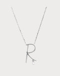 PERSEE White Gold and Diamond Alphabet R Necklace(White Gold)