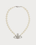 VIVIENNE WESTWOOD Bas Relief Silver-Tone Brass, Pearl and Swarovski Crystal Necklace(2 Colors)