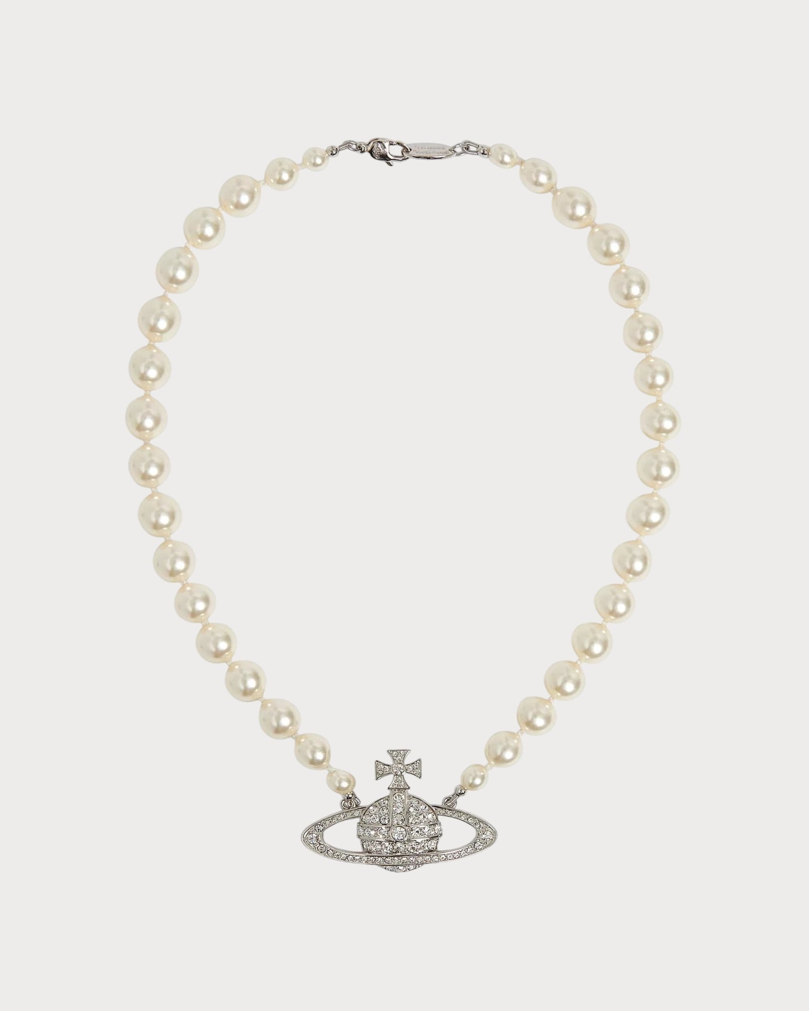 VIVIENNE WESTWOOD Bas Relief Silver-Tone Brass, Pearl and Swarovski Crystal Necklace(2 Colors)