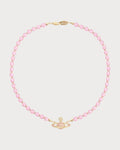 VIVIENNE WESTWOOD Messaline Bead-Design Brass Choker(Pink)
