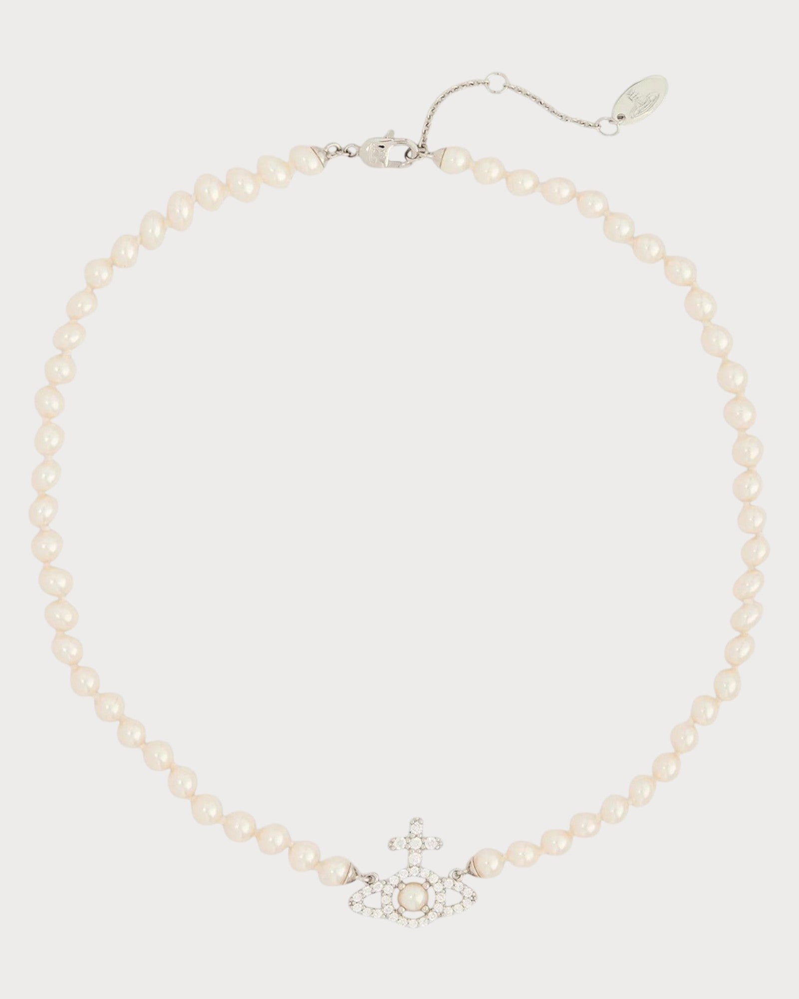 VIVIENNE WESTWOOD Olympia Pearl Brass Necklace(Silver)