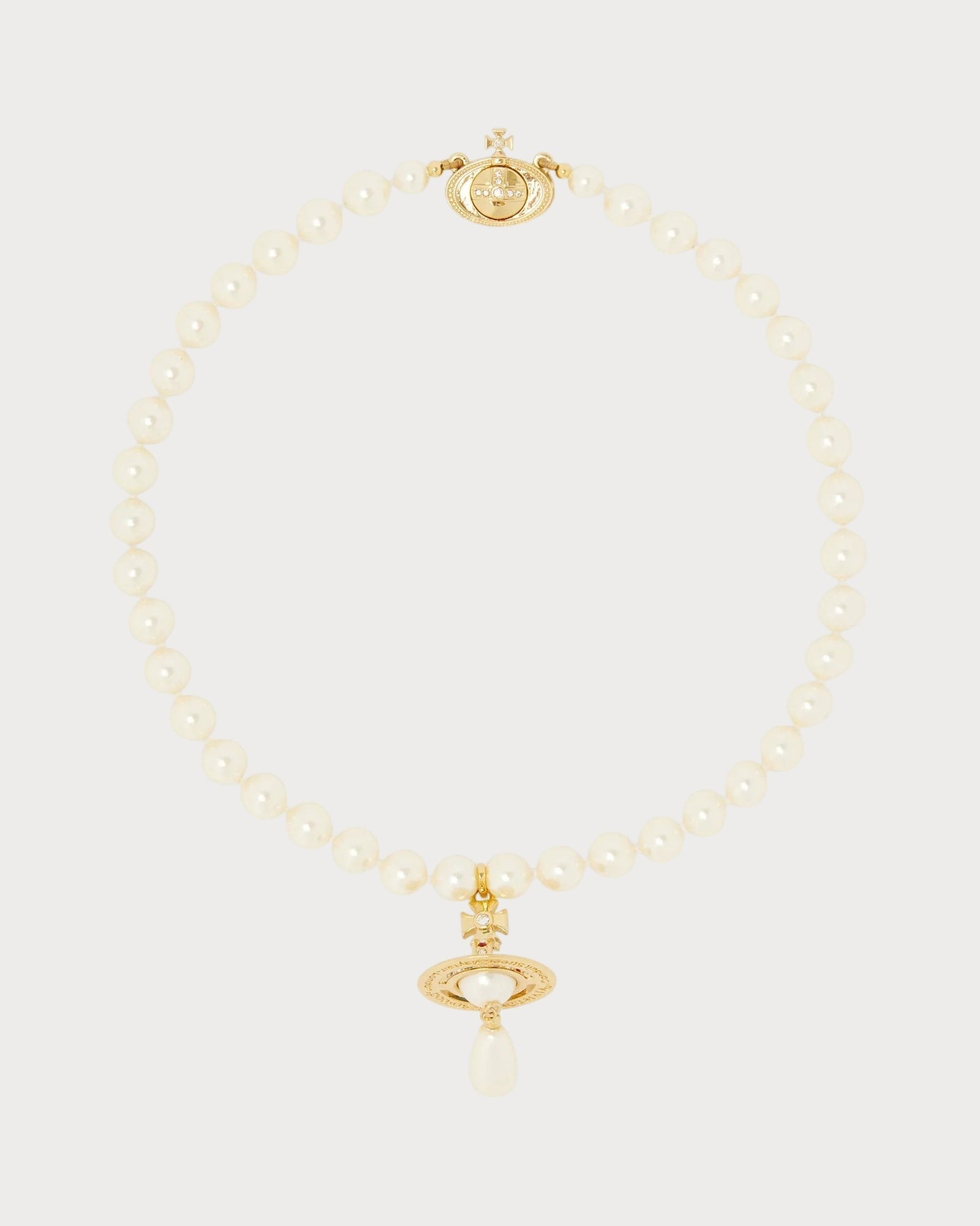 VIVIENNE WESTWOOD Orb Gold-Tone Brass and Faux-Pearl Choker Necklace(Gold)